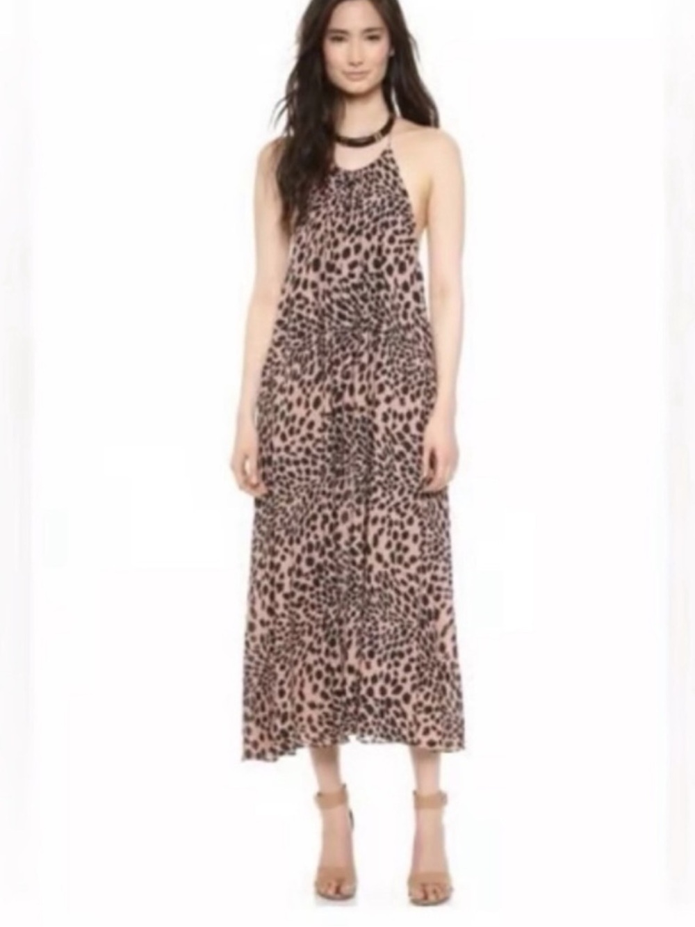 ZIMMERMANN sundown leopard animal print halter maxi dress sz 1 small black brown